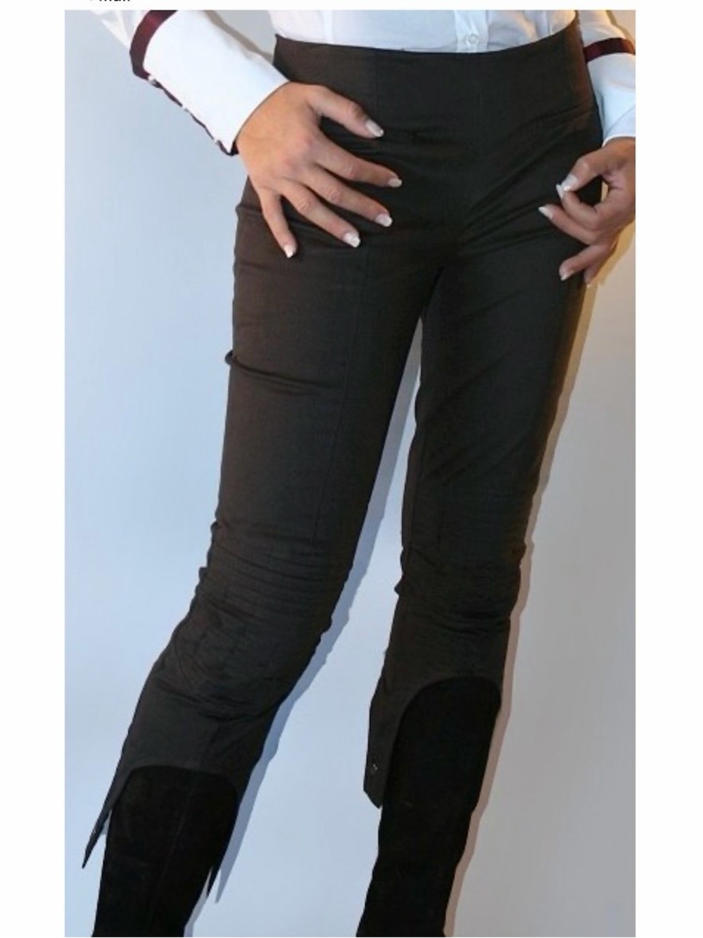 YULEA ITALY brown cotton pants with stirrup and knee patch